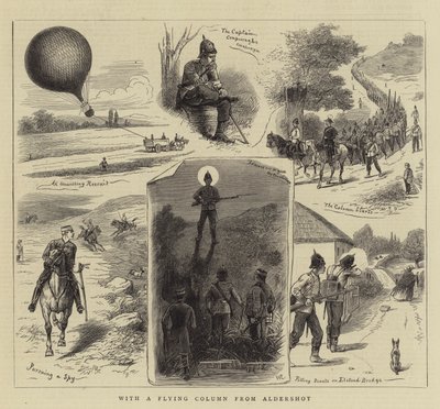 Com uma coluna voadora da gravura de Aldershot de William Ralston